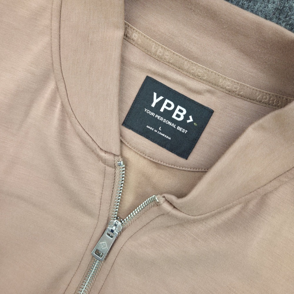 YPB Abercrombie Women Large Tan Oversized Zip Athleisure Bomber Jacket